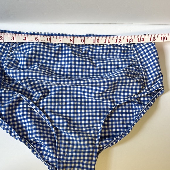 Talbots Gingham Bikini Bottom Sz 12 Blue & White Gingham Check High Waisted - Picture 8 of 9